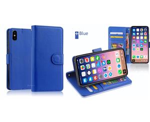 Royal Blue For Apple iPhone XR Premium Leather Wallet Purse TPU JELLY Case Cover