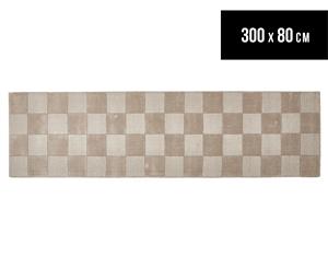 Rug Culture 300x80cm Hand-Loomed Wool Classical Square Runner Rug - Oatmeal