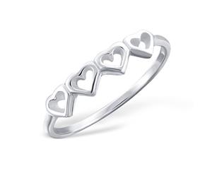 Sterling Silver Hearts Midi Ring