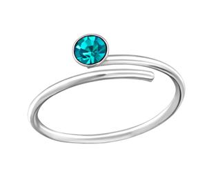 Sterling Silver Wire Blue Zircon Crystal Adjustable Toe Ring