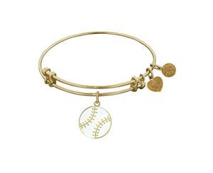 Stipple Finish Brass Baseball Angelica Bangle Bracelet 7.25" - Yellow