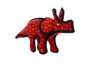 Tuffy Triceratops Red Junior Dinosaur Soft Strong Tough Toy for Dogs & Puppies