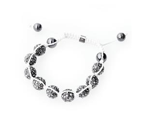 Unisex Bling Bracelet - PAVE BALLS NINE white - Black