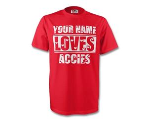 Your Name Loves Accies T-shirt (red)