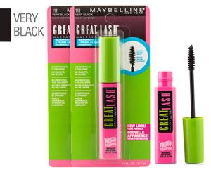 2 x Maybelline Great Lash Waterproof Mascara - #111 Very Black