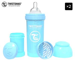 2 x Twistshake Anti-Colic 260mL Baby Bottle - Pastel Blue