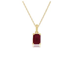 9ct Yellow Gold Ruby Baguette Pendant on 45cm Chain