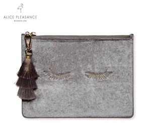 Alice Pleasance Wonderland Eyelashes Velvet Tassel Clutch - Silver Haze