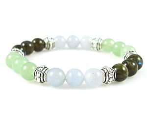 Blood Pressure Support Healing Crystal Gemstone Bracelet - Handcrafted - Aventurine Chalcedony and Labradorite 8mm