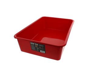 Cat Litter Tray Red 44L x 31W x 11H Allows Easy Disposal Of Kitty Litter