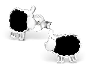 Children's Silver Black Sheep Ear Studs