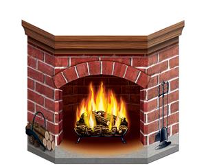 Christmas Brick Fireplace Stand-Up Decoration