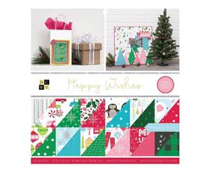 DCWV Double-Sided Cardstock Stack 12 inch X12 inch 32 pack Happy Wishes 16 Designs/2 Each