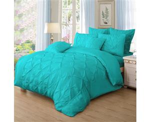 Diamond Pintuck Quilt/Doona/Duvet Cover Set (Queen/King/Super King Size Bed)-Teal