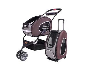 Ibiyaya EVA 5-in-1 Combo Pet Carrier Pram & Backpack Chocolate