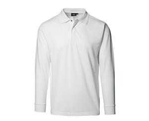 Id Mens Pro Wear Press Stud Long Sleeve Regular Fitting Polo Shirt (White) - ID180