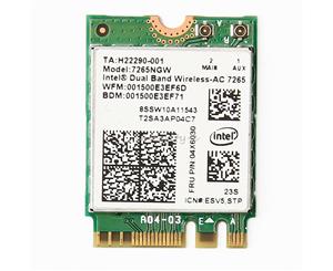 Intel 7265 Dual Band AC1200 PCI Express M.2 2230 Wireless WiFi Bluetooth Adapter 7265.NGWWB.W