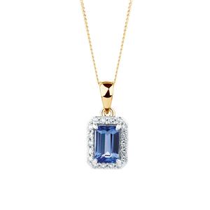 Pendant with Tanzanite & Diamonds in 10ct Yellow & White Gold