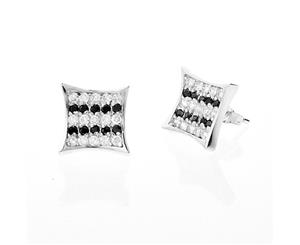 Sterling 925 Silver Earrings - CRYSTAL black 10mm - Silver