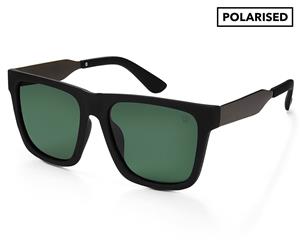 Winstonne Men's Dylan Wayfarer Polarised Sunglasses - Matte Black/Green