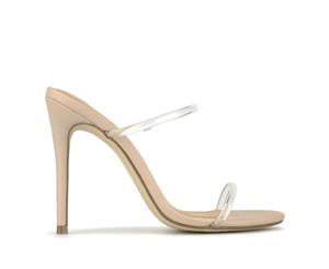 Zu Nadia Womens Dress Round Stiletto Mules - Nude/Clear