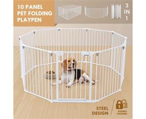 10 Pcs Pet Playpen Panel Folding Kids Safety Gates Pen