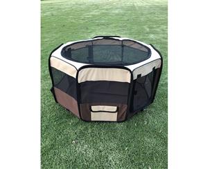 75 cm Foldable Large Brown Dog Puppy Soft Playpen Enclosure