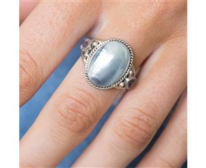 925 Sterling Silver Tear Drop Amethyst And Pearl Ring