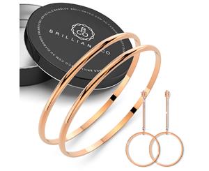 Boxed of 2 pcs Single Line Bangle and Earrings set