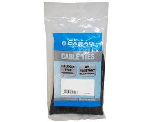 Cabac 200mm 100 Pack 2.5mm UV Wide Nylon Cable Tie