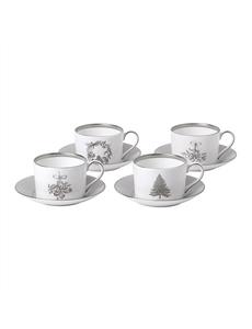 Christmas Teacup & Saucer Set of 4