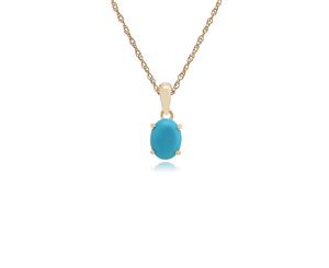 Classic Oval Turquoise Cabochon Pendant in 9ct Yellow Gold