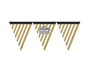 Creative Party Black And Gold Happy Birthday Paper Flag Bunting (Black/Gold) - SG11663