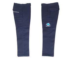 Cronulla Sharks NRL Long Cargo Work Pants NAVY Workwear