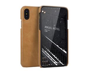 For iPhone XS MAX CoverModern Genuine Leather Back Shell Phone CaseBrown