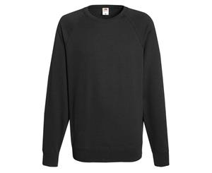 Fruit Of The Loom Mens Lightweight Raglan Sweatshirt (240 Gsm) (Black) - BC2653