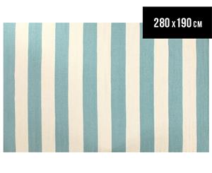 Hannah Pure Wool Flatweave 280x190cm Large Rug - Sky