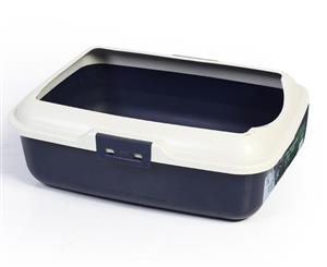 Large Quaity Pet Cat Kitty Litter Pan Tray Box With Rim 50X40X16cm