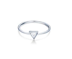 Mabel Bezel Set Triangle Ring in Sterling Silver Rhodium Plated