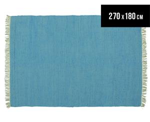 Maple & Elm 270x180cm Summer Fringe Cotton Rug - Blue