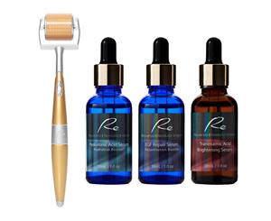 Re Eyes & Face Micro-Needle Derma Roller + Hyaluronic Acid Serum + EGF Serum + Tranexamic Acid Serum