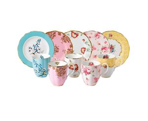 Royal Albert 100 Years 1959-1990 Fine Bone China 10-Piece Mug & Plate Set