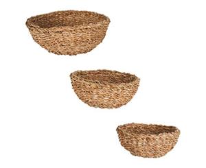 Seagrass Small Round Basket Set of 3 Mini Bowl Fruit Tray Food Storage Organizer