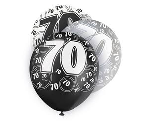 Unique Party 12 Inch 70Th Birthday Black Balloons (Pack Of 5) (White/Black) - SG6006