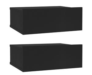 2x Floating Nightstands Black Chipboard Side Hanging Cabinet Stand