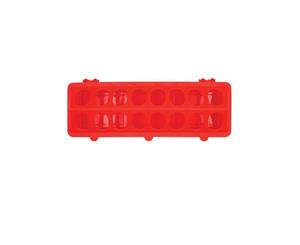 30cm Long Poultry Feeder Feeding Trough Chicken Chick Red Plastic Flip Top Container