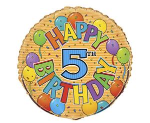 45cm 5th Birthday Foil Balloon Packaged