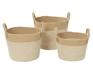 Amalfi 3Pc Omeo Jute Cotton Handwoven Multifunction Organiser Storage Basket Set