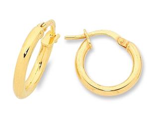 Bevilles 9ct Yellow Gold Silver Infused Plain Hoop Earrings 50mm