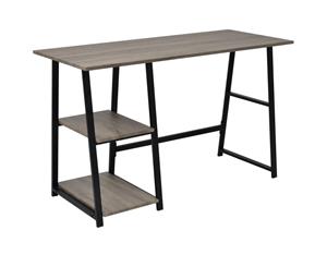 Computer Laptop Desk Study Table Workstation 2 Shelves Grey and Oak